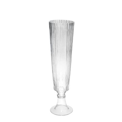 Clear Ribbed Fluted Vase - H65 x Dia 16cm