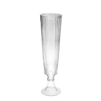Clear Ribbed Fluted Vase - H56 x Dia 13cm