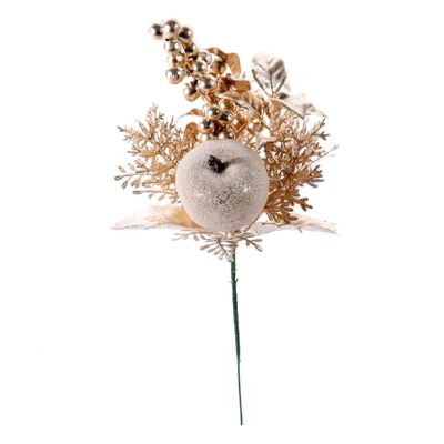 Apple /Berries & Pinecone Pick - Champagne - 12cm