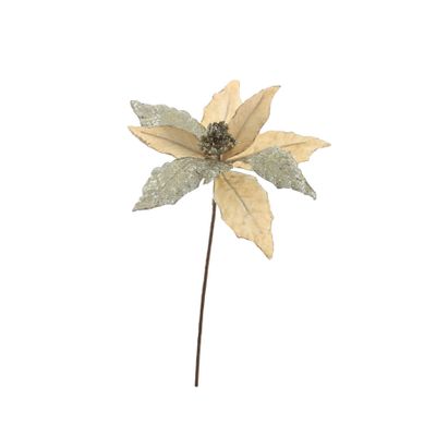 Single Poinsettia Head - Champagne - 48cm