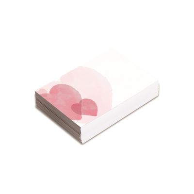 Small Card - Pink Watercolour Hearts - no message - Pk25