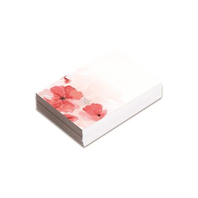 Small Card - Pink Watercolour Flowers - No Message - Pk25