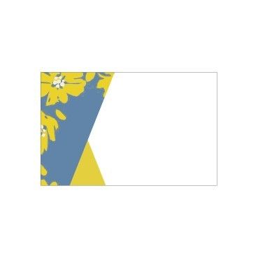 Small Card - No Message - Yellow & Blue Flower Illustration - PK25