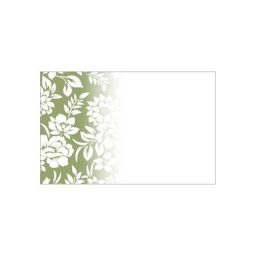 Small Card - No Message - Green with White Flower Illustration - PK25