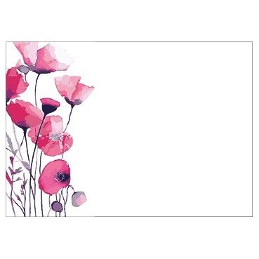 Large Card - No Message - Watercolour Pink Poppies - PK6