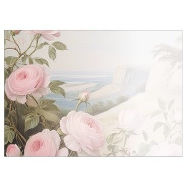 Large Card - No Message - Light Pink Rose/Landscape -PK6