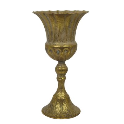 Creation Metal Urn on Stem - Dia 16.5 x H31cm