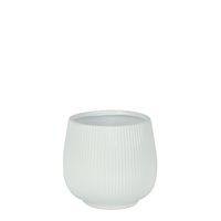 Hortus Lisbon Ceramic Pot - Glossy White - Dia12.5 x 13cm
