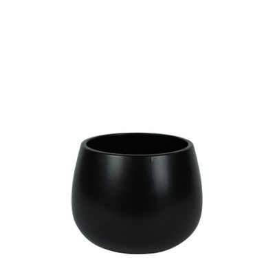Hortus London Ceramic Pot - Glossy Black - Dia16.5 x H13cm