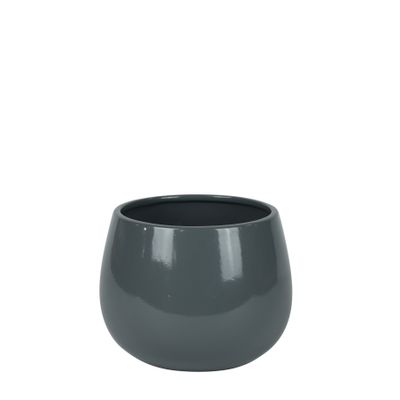 Hortus London Ceramic Pot - Glossy Grey - Dia16.5 x H31cm