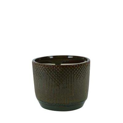 Hortus Adelaide Reactive Glaze Pot - Brown - Dia19.5 x H17.5cm