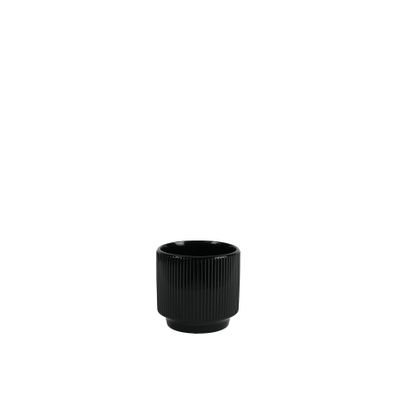 Hortus Tokyo Ceramic Pot - Glossy Black - Dia12.5 x H11.5cm
