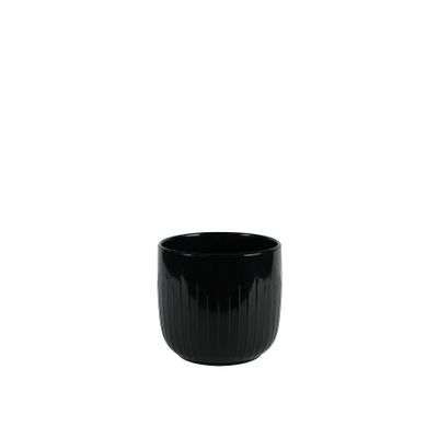 Hortus Riga Ceramic Pot - Glossy Black - Dia17.5 x H16cm
