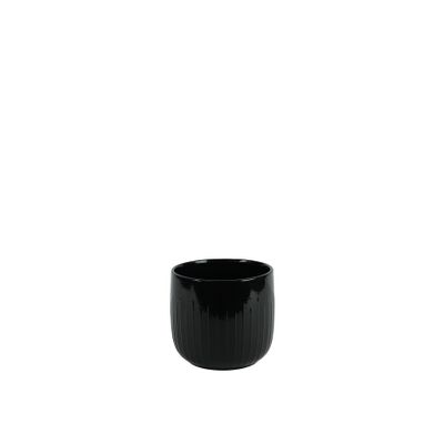 Hortus Riga Ceramic Pot - Glossy Black - Dia14.5 x H13cm