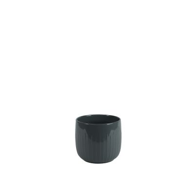Hortus Riga Ceramic Pot - Glossy Grey - Dia14.5x H13cm