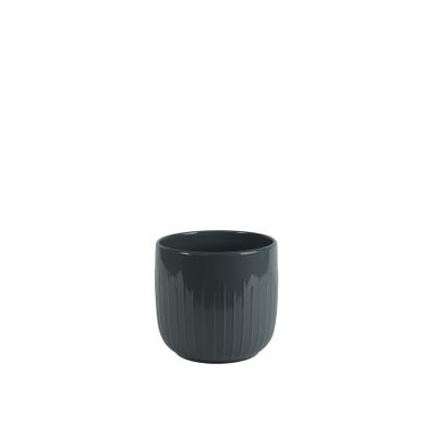 Hortus Riga Ceramic Pot - Glossy Grey - Dia17.5x H16cm
