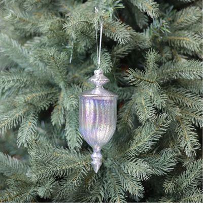 Glass Lantern Finial - Silver - 7 x 21cm