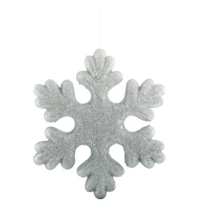 Glitter Snowflake Hanging Decoration - Silver - 36cm