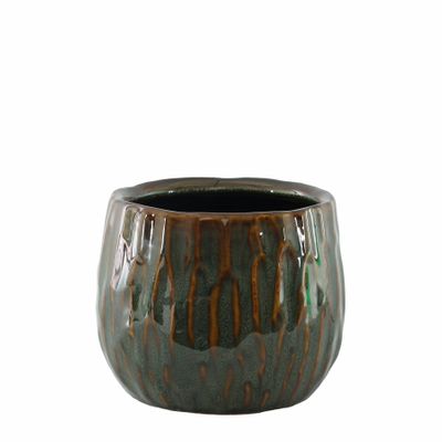 Hortus Darwin Reactive Glaze Pot - Blue/Brown - Dia15 x H12cm