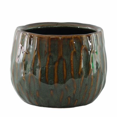 Hortus Darwin Reactive Glaze Pot - Blue/Brown - Dia27 x H22.5cm