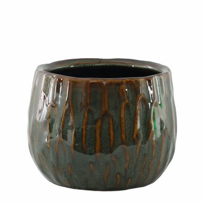 Hortus Darwin Reactive Glaze Pot - Blue/Brown - Dia21.5 x H17.5cm