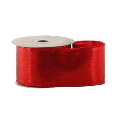 Red Shiny Ribbon - Wired Edge - 63mm x 10yds