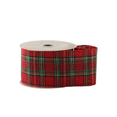 Traditional Red Tartan Ribbon - Wired Edge - 63mm  x10yds