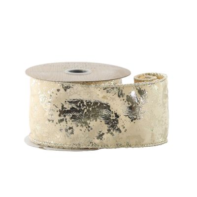 Gold Metallic & Velvet Ribbon - Wired Edge - 63mm x 10yds