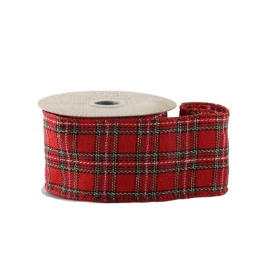 Tartan Red Ribbon - Wired Edge - 63mm x 10yds