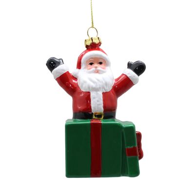 Santa in Giftbox Ornament - 10cm