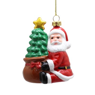 Santa with Tree Ornament - 10cm