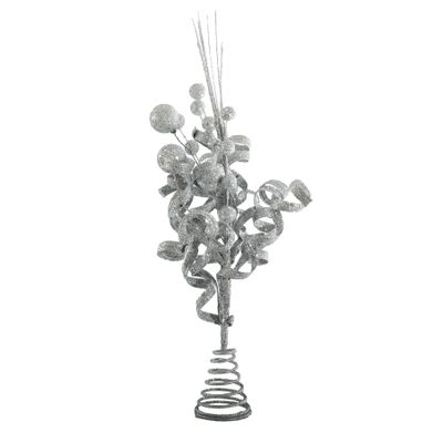 Glitter Ribbon Explosion Tree Topper - Silver - 40cm