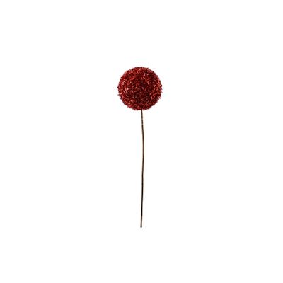 Glitter / Tinsel Ball Pick - Red - 20cm