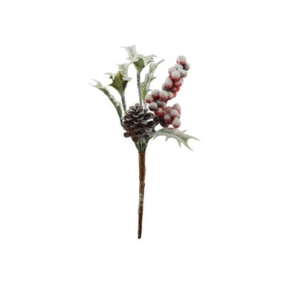 Snow Tipped Berry Bunches / Cones /Holly  - 24cm