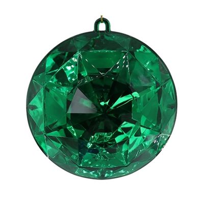 Diamond Round Hanging Decoration - Green - 16cm