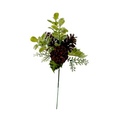 Natural Pine Cone & Greenery Pick - 22cm