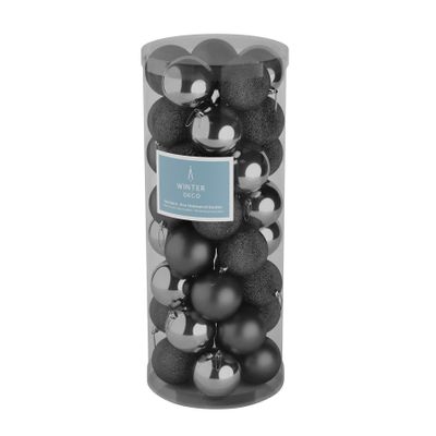 Pewter 8cm Plastic Ball in tube (matt,shiny,glitter) x 40