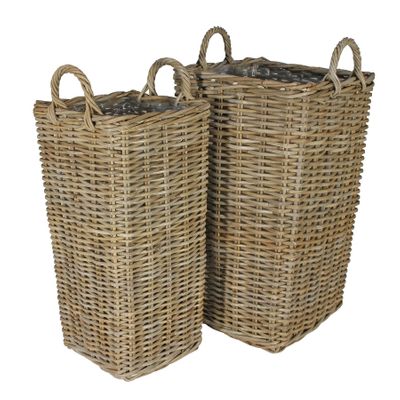 Set of 2 Tall Square Baskets with Liners