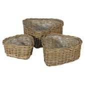 Set of 3 Heart Baskets with Liners