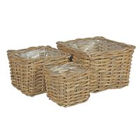 Set of 3 Square Baskets with Liners