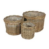 Set of 3 Round Baskets with Liners