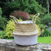 17cm Grey & Natural Two Tone Belly Basket