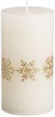 Bolsius Pillar candle 130/68 mm - Gold Snowflakes -  Ivory