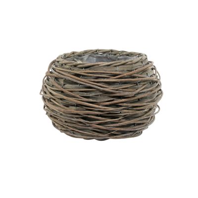 18cm Round Full Willow Basket Light Brown
