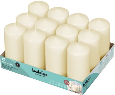 Bolsius Professional Pillar Candle - Ivory  - 118/58mm  - Tray of 12