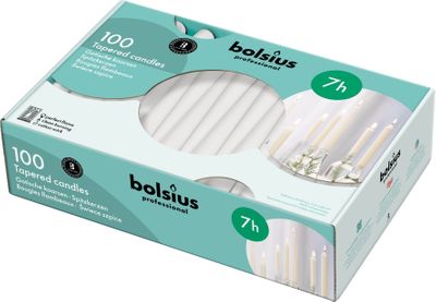 Bolsius Professional Tapered Candle 240/23 - White - Box of 100