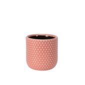Painted Pink Pot with Debossed Dots - Stoneware (10x10cm)