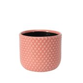 Painted Pink Pot with Debossed Dots - Stoneware (13x11cm)
