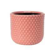 Painted Pink Pot with Debossed Dots - Stoneware (17x15cm)