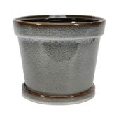 Painted TC Pot with Saucer Vintage Blue-Stoneware (20x17cm)